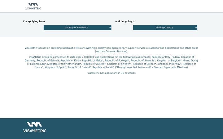 Screenshot of visametric.com