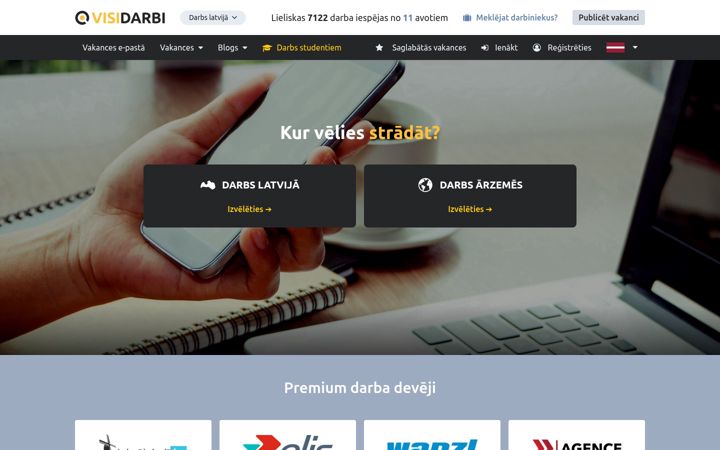 Screenshot of visidarbi.lv