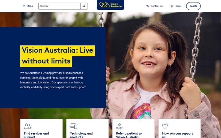 Screenshot of visionaustralia.org