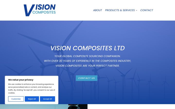 Screenshot of visioncomposites.co.uk