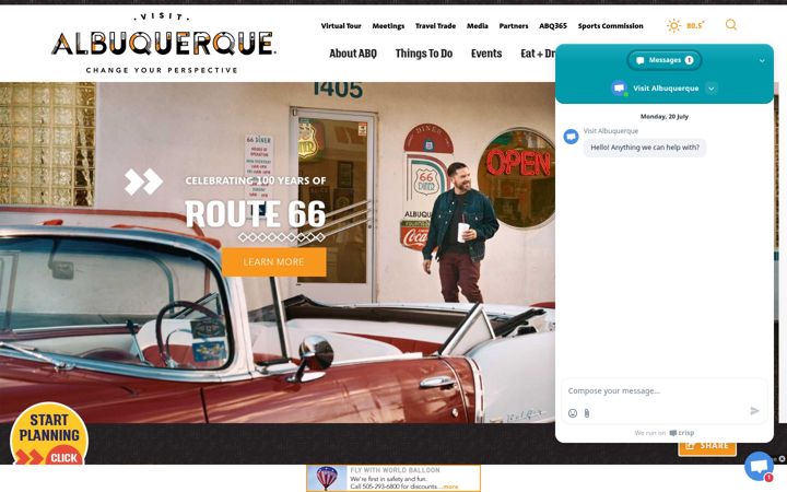 Screenshot of visitalbuquerque.org