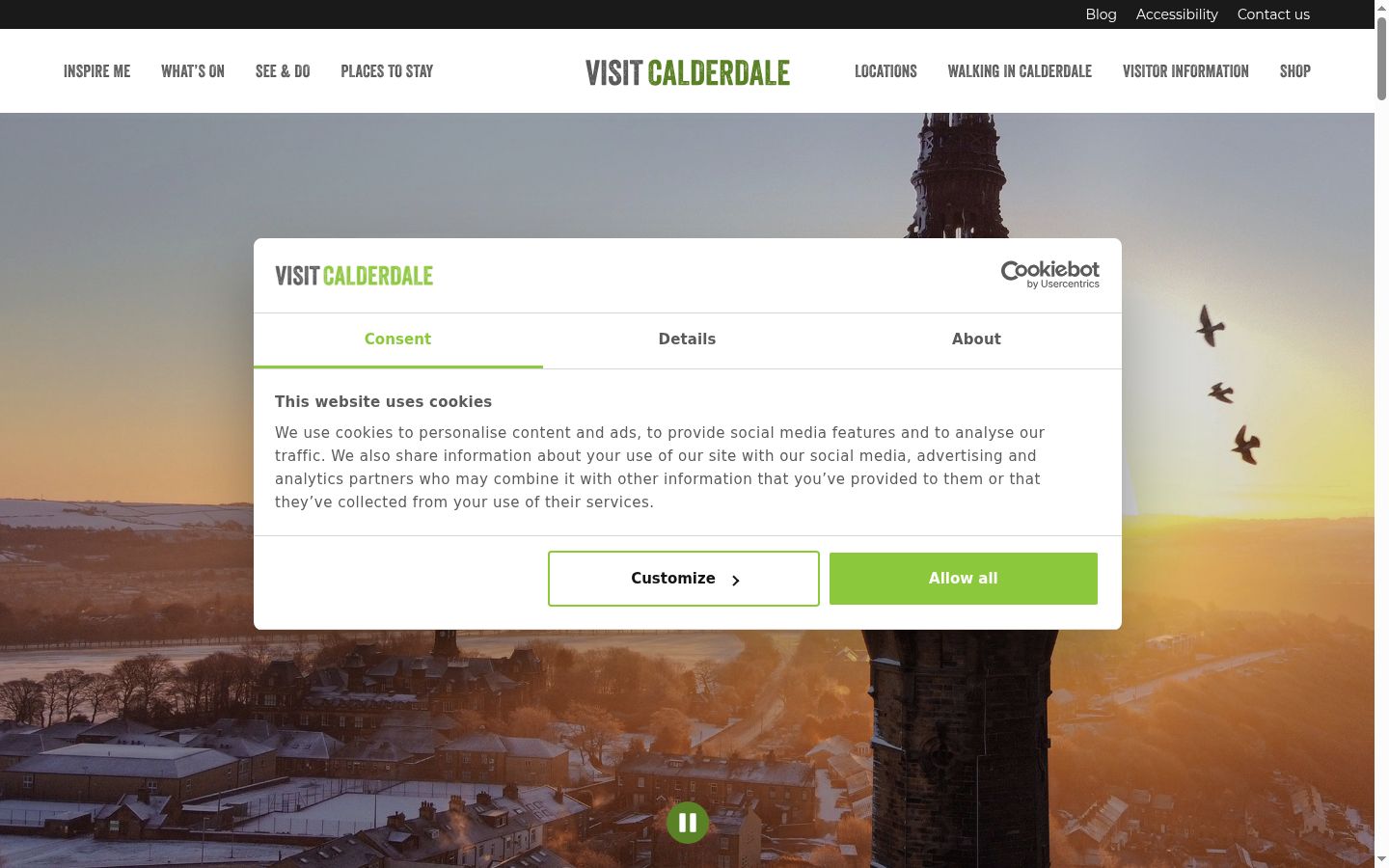 Screenshot del banner di consenso mostrato prima di qualsiasi interazione