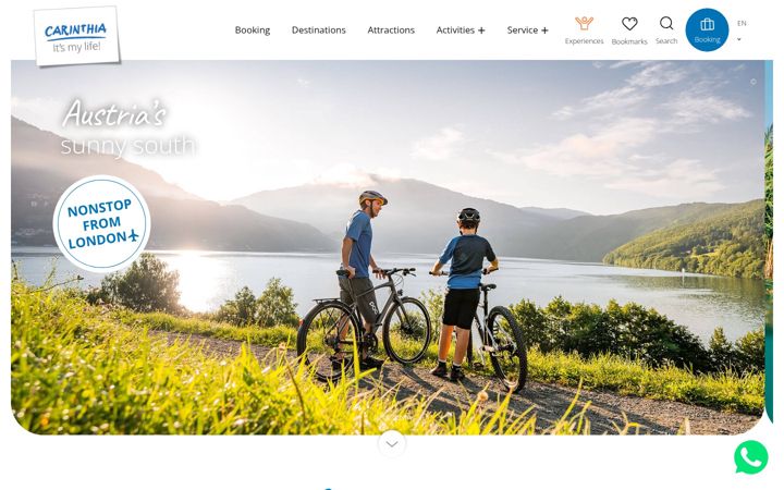 Kuvakaappaus sivustosta visitcarinthia.at