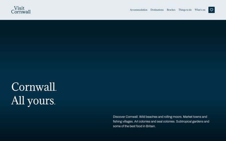 Screenshot of visitcornwall.com