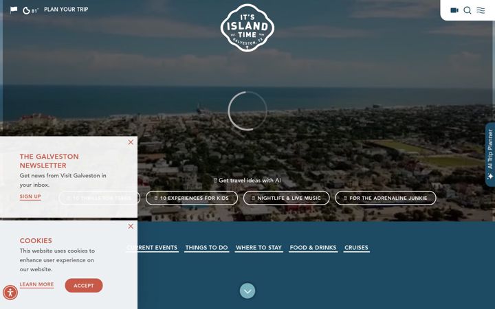 Skærmbillede af visitgalveston.com