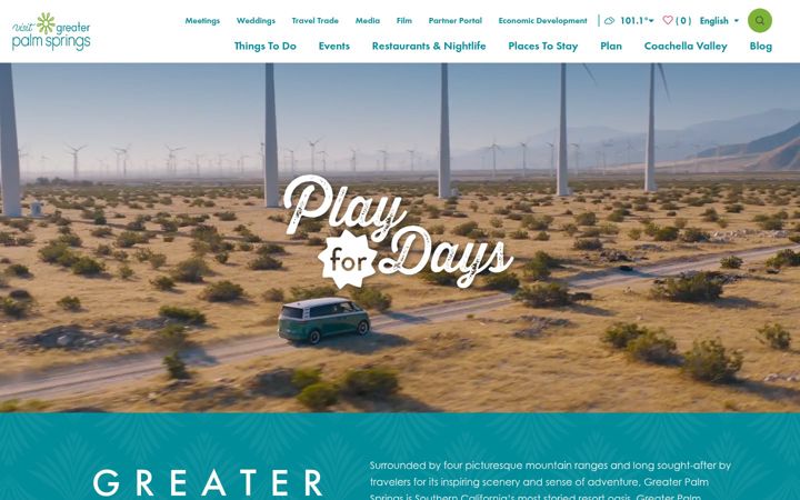 Screenshot of visitgreaterpalmsprings.com
