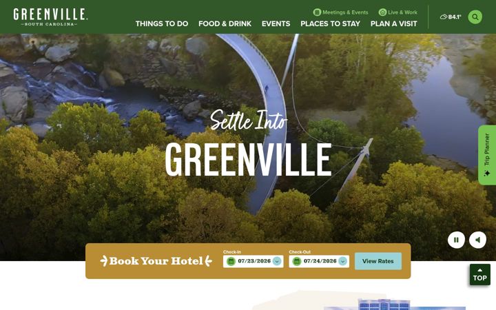Snímek obrazovky visitgreenvillesc.com