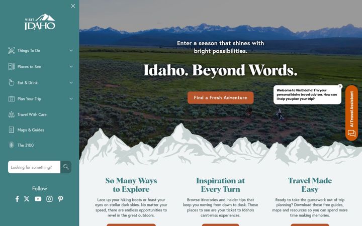 Screenshot of visitidaho.org