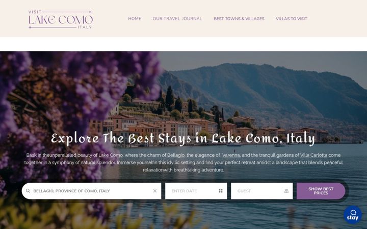 Screenshot of visitlakecomoitaly.com