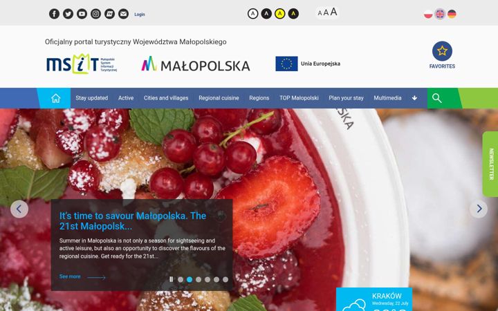 Zrzut ekranu visitmalopolska.pl