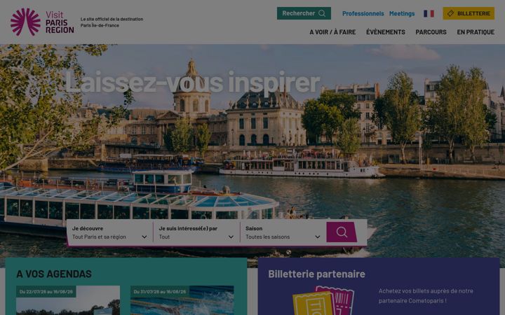 Screenshot of visitparisregion.com
