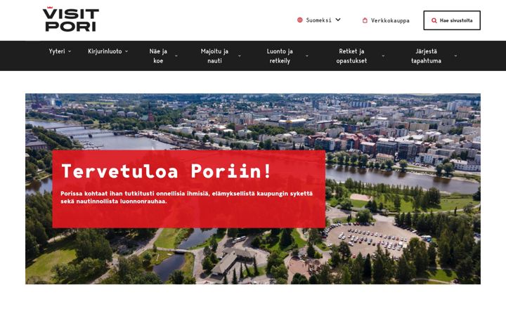 Екранна снимка на visitpori.fi