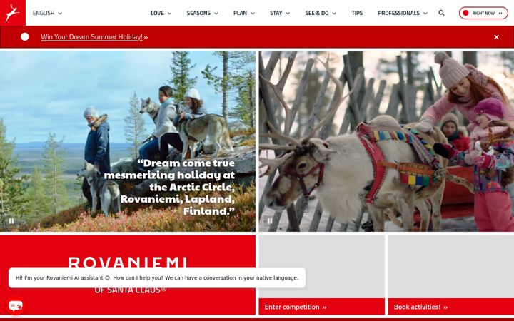 Screenshot ta' visitrovaniemi.fi