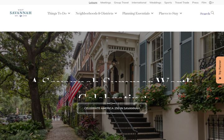 Screenshot of visitsavannah.com