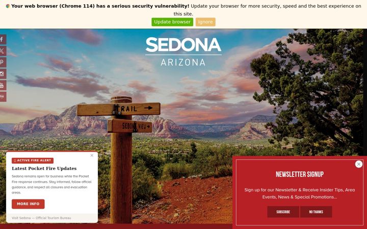 Snímek obrazovky visitsedona.com