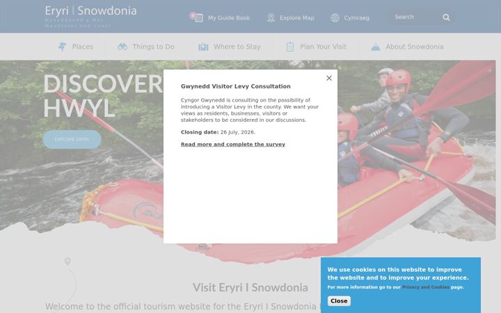 Screenshot of visitsnowdonia.info
