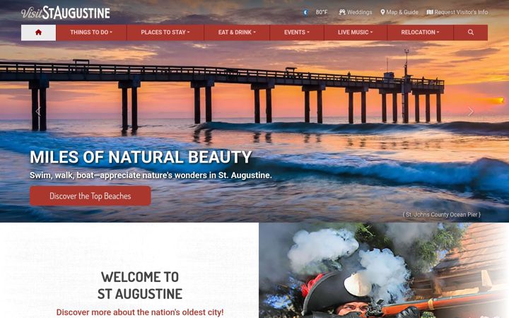 Screenshot of visitstaugustine.com