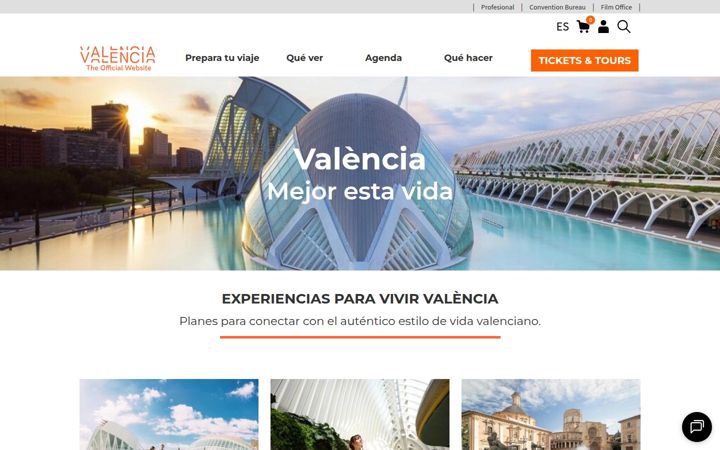 Kuvakaappaus sivustosta visitvalencia.com