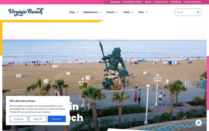 Screenshot of visitvirginiabeach.com