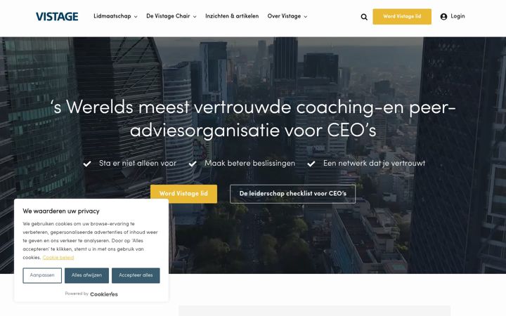 Captura de ecrã de vistage.nl