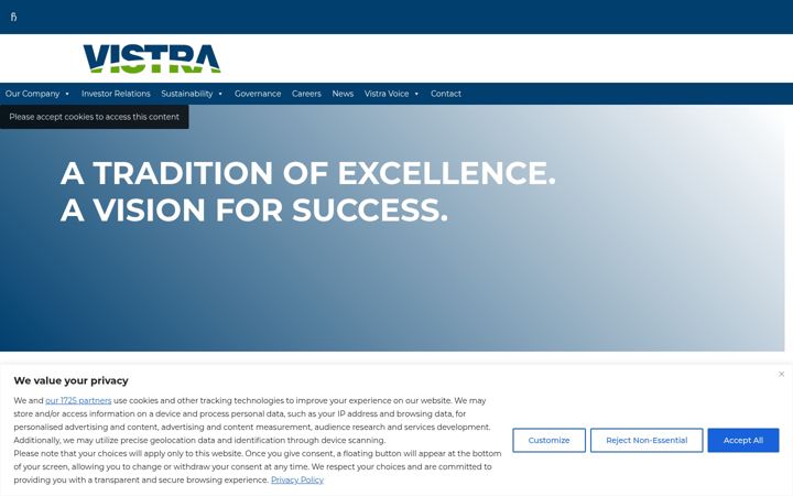 Screenshot of vistracorp.com