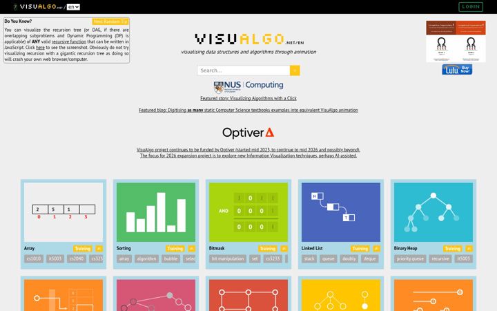 Screenshot di visualgo.net