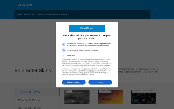 Screenshot of visualskins.com