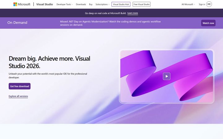 Skärmbild av visualstudio.com