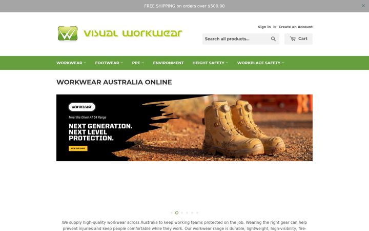 Screenshot of visualworkwear.com.au