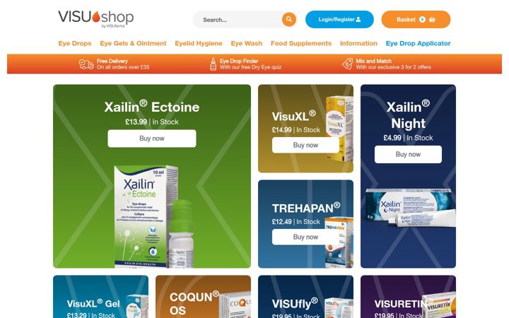 Captură de ecran a visushop.co.uk