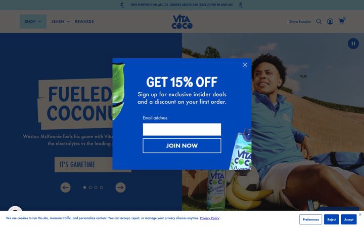 Screenshot of vitacoco.com