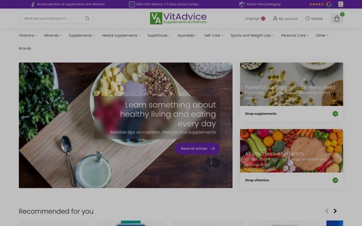 Screenshot of vitadvice.com