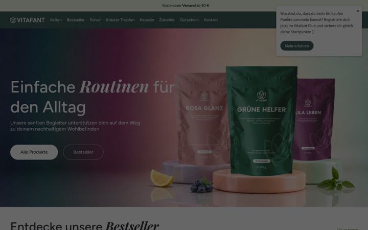Screenshot of vitafant.com