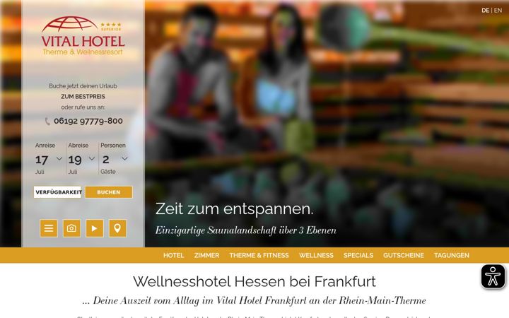 Screenshot of vital-hotel-frankfurt.de