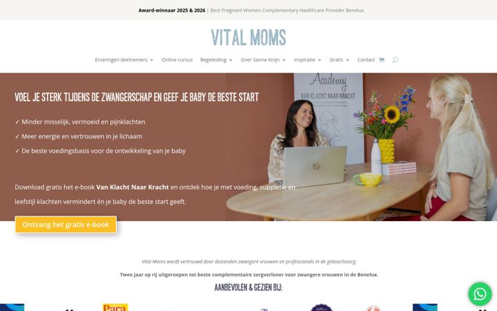 Ekrano kopija vitalmoms.nl