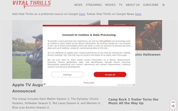 Screenshot of vitalthrills.com