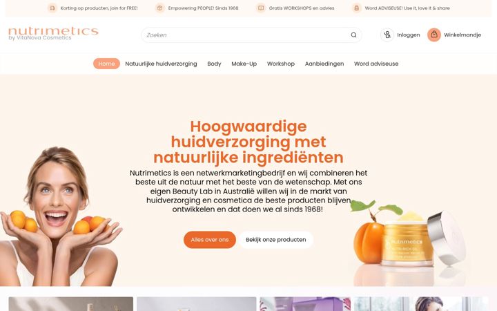 Skjámynd af vitanova-cosmetics.nl