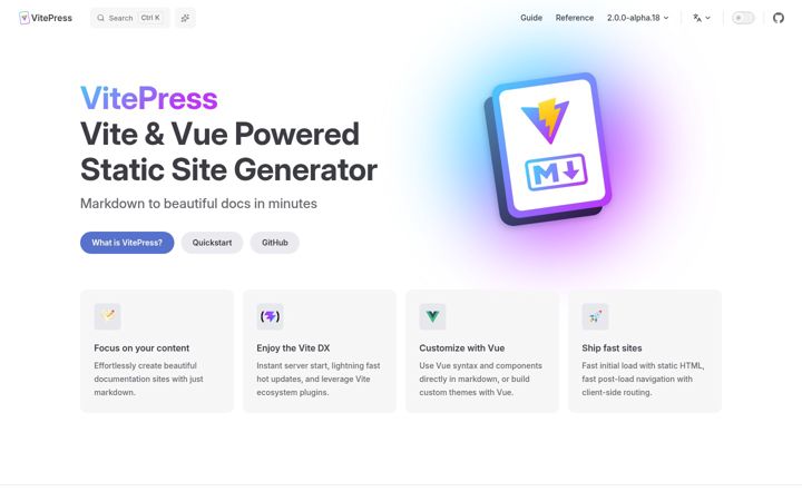 Screenshot of vitepress.dev