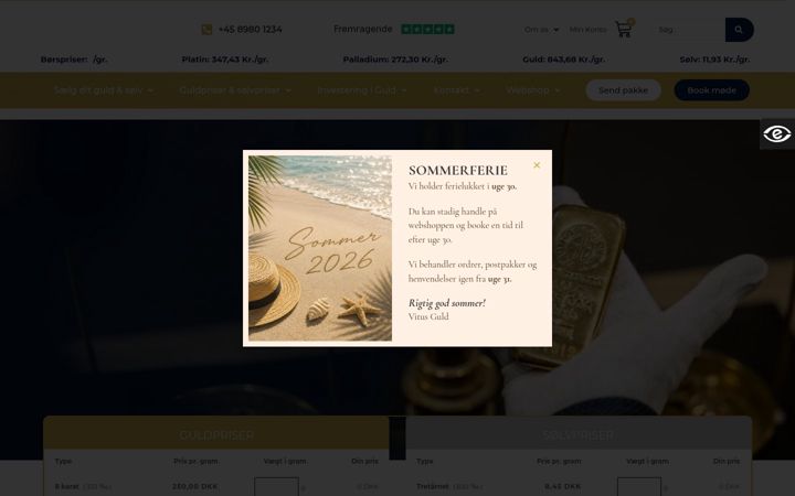 Screenshot of vitusguld.dk