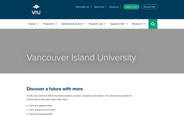Screenshot of viu.ca