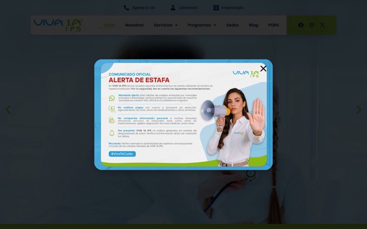 Snímek obrazovky viva1a.com.co