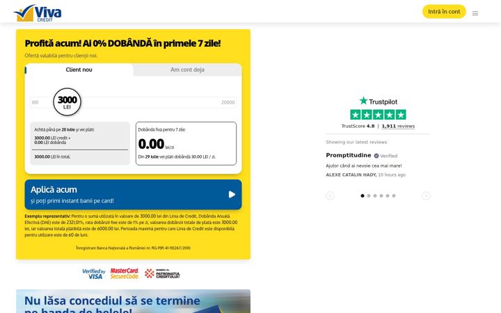 Screenshot di vivacredit.ro