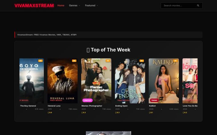 Skærmbillede af vivamaxstream.com
