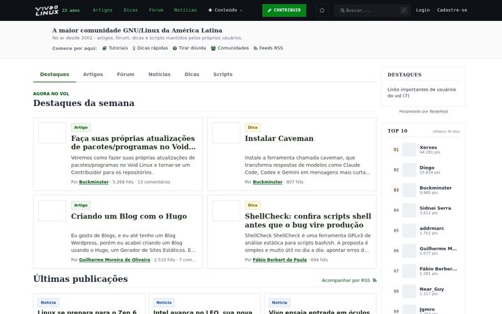 Screenshot of vivaolinux.com.br