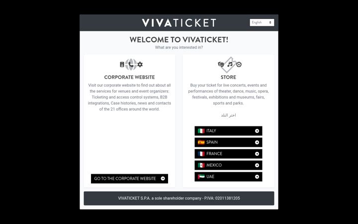 Screenshot stránky vivaticket.com