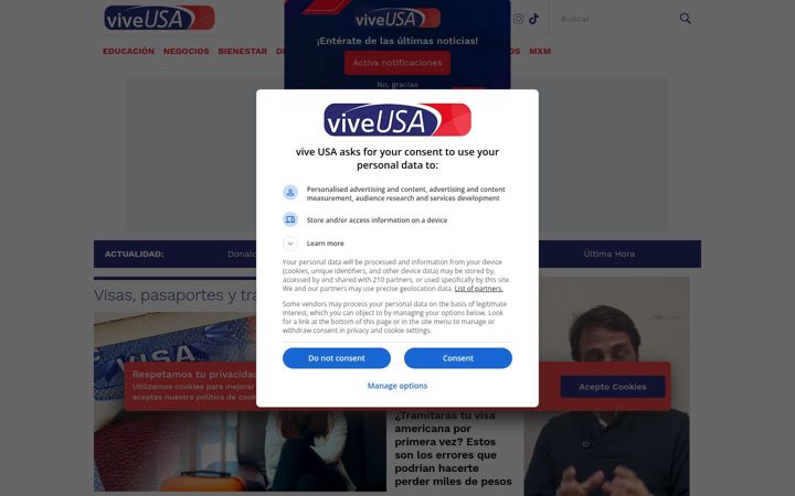 Snímek obrazovky viveusa.mx