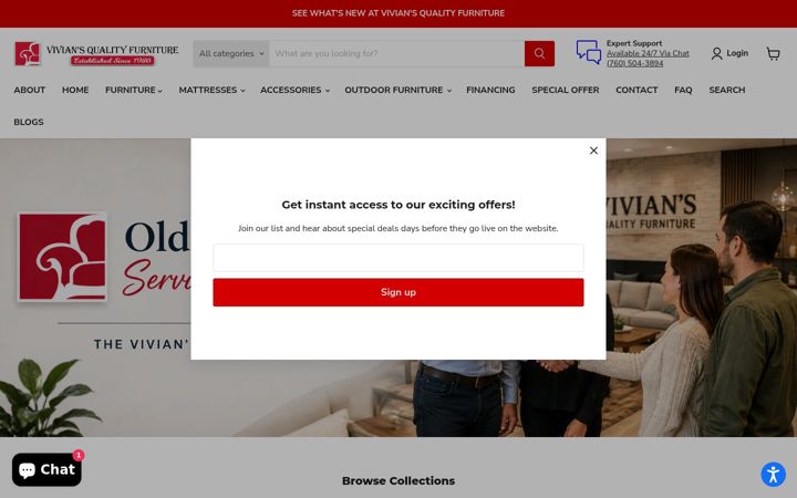 Screenshot of viviansfurniture.com
