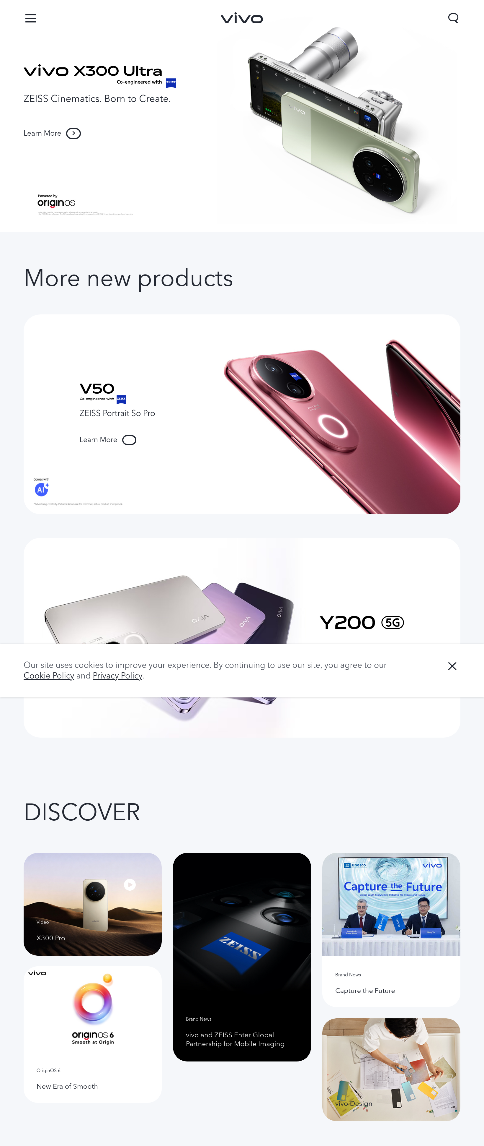 Tablet screenshot of vivo.com