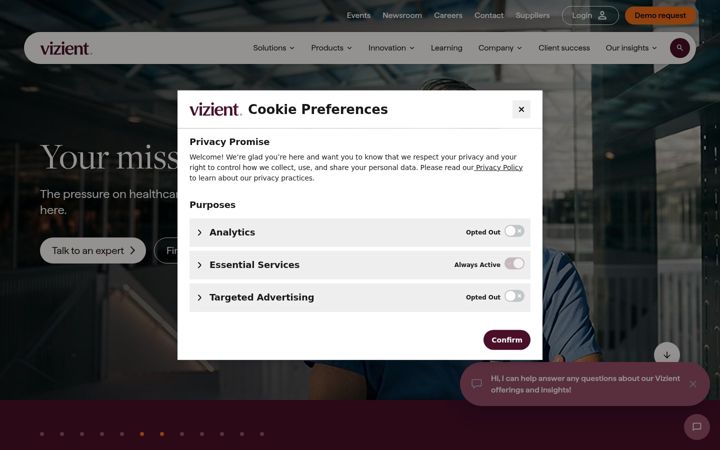 Screenshot of vizientinc.com