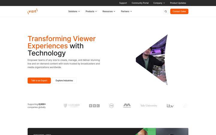 Screenshot of vizrt.com